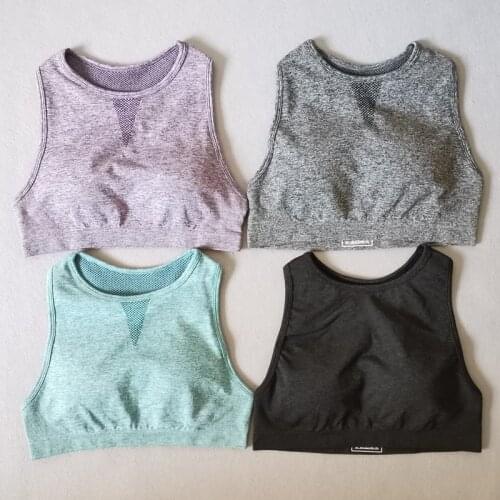 High Impact Seamless Sports Bra Women Gym Workout Bra Tops High Neck Yoga Crop Top Mesh Racer Back Fitness Bra