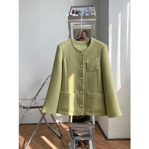 End 11.12 Custom High Fashion Temperament Pocket Tweed Wool Coat Women Casual Elegant Outerwear