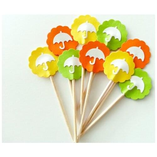 UMBRELLA cupcake toppers rustic wedding beach Party Food Picks birthday toothpicks bachelorette bridal showers cake decorations