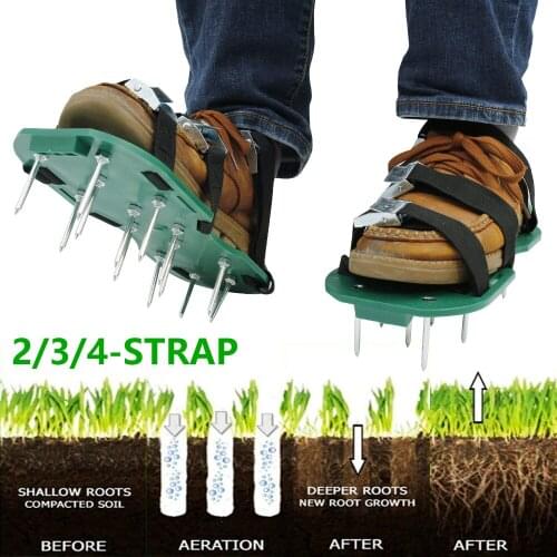 1 Pair Grass Spiked Gardening Walking Revitalizing Lawn Aerator Sandals Nail Shoes Scarifier Nail Cultivator Yard Garden Tool