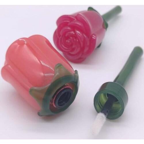 1 pc 3ml Cute Rose Shape Empty Lip Gloss Tube Clear Mini Refillable Lip Balm Bottles Containers With Rubber Inserts