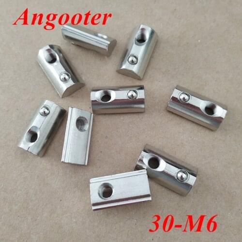 100pcs M6 T Spring Nuts 30-M6 Half Round Elasticity Nuts for 3030 Aluminum Profiles Connection Slot 8mm