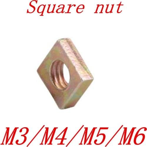 50Pcs thin square nut DIN562 M3 M4 M5 M6 Color Zinc Plated Square Nuts