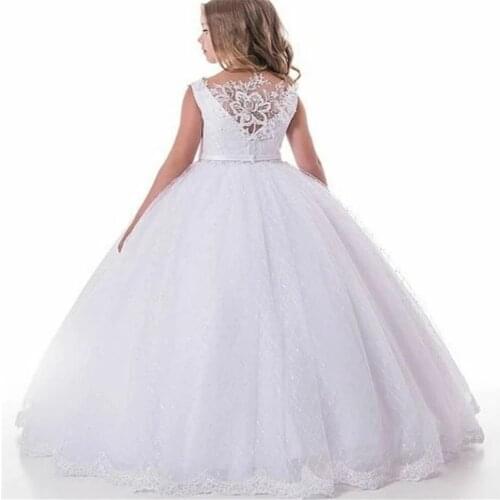 White Flower Girl Dresses For Wedding 2020 Lace Girls Pageant Gown Kids First Communion Princess Dresses