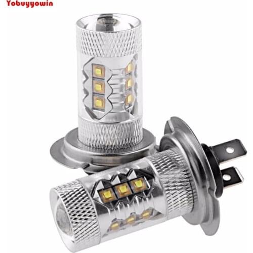 Free Shipping 2x 12-24V 80W H7 CREE Chips LED AMPOULE FEU ANTI-BROUILLARD BLANC pour for Audi BMW Land Rover