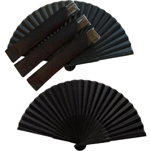 Chinese Style Black Vintage Hand Fan Folding Fans Dance Wedding Party Favor
