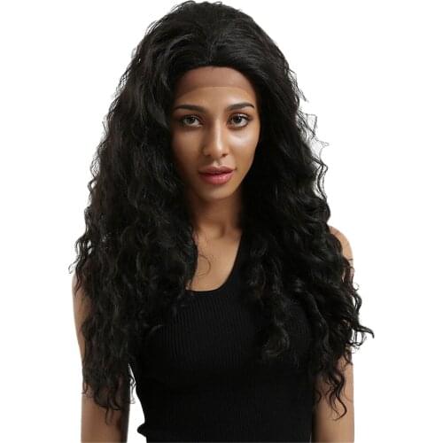 Long Spiral Black Wig, Synthetic Curly Wavy Wig, Middle Part Hairpiece Lace Front Wig, Heat Safe for Women Daily Party Wear