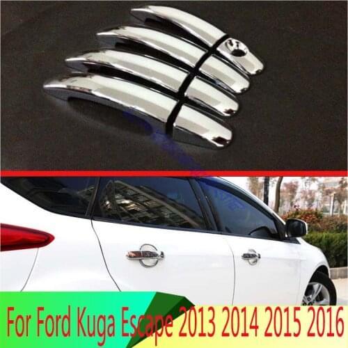 For Ford Kuga Escape 2013 2014 2015 2016 ABS Chrome Door Handle Cover Without Smart Key Hole Catch Cap Trim Molding Accessories
