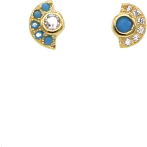 Blue turquoises mini stud earring for women multi pericing small ear for girl delicate dainty high quality cheap fashion jewelry
