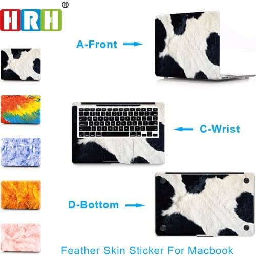 HRH 3 in 1 Feather Top+Bottom+Wrist Full Cover Skin Laptop Sticker for MacBook Air Pro Retina 11" 12" 13" 15 Notebook Decal Skin