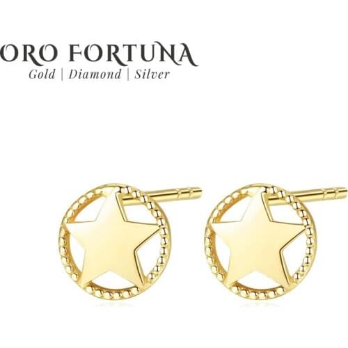 14K Gold New Star Stud Earrings for Women
