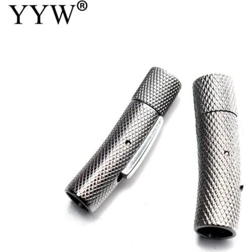 1pc Stainless Steel Tube Clasp 3/4/5/6/7/8mm Leather Cord Bracelet Conector DIY Jewelery Accesorios End Caps Grid Bayonet Clasp