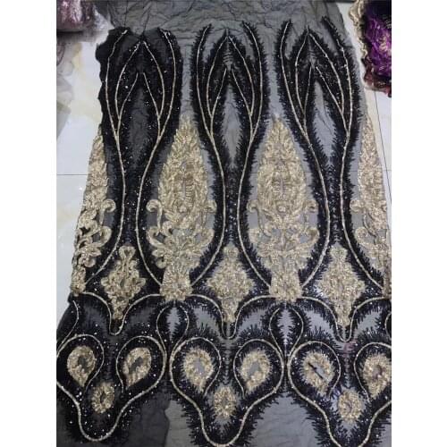 Good looking high quality African French net tulle Lace Fabric YG-639 for party Hot selling sequins lace fabric