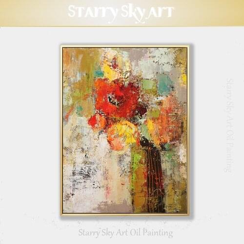 Beautiful Wall Pictures Hand-painted High Quality Contemporary Abstract Flower Oil Painting on Canvas Abstract Floral Painting