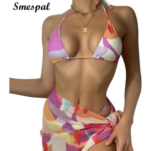SMESPAL Swimsuit 3 Pieces Set Women Sexy String Bikini Set