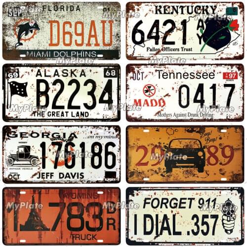 Car Number License Plate Metal Sign Tin Sign Vintage Decoration Plaque Home Wall Decor Bar Sign Home Decor Poster Drop Shipping