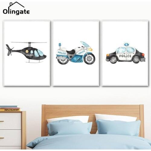 Cartoon Toy Car Canvas Painting Nordic Boy Car Print Nursery Canvas Poster One Piece Wall Pictures Kids Room Home Decoration