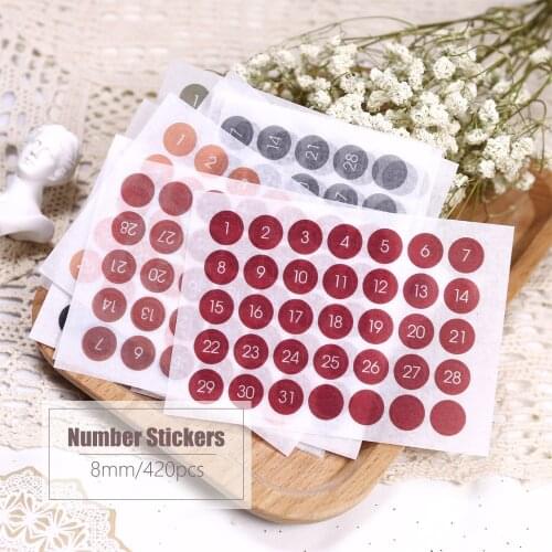 MyPretties Round Label Dot Stickers Number Stickers Planner Stickers Weekly Daily Schedule Mark Agenda Stationery Stickers