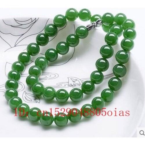 Natural Green Jade Beads Necklace Jadeite Jewelry Fashion Charm Accessories Hand-Carved Lucky Amulet Gifts for Women Her Men