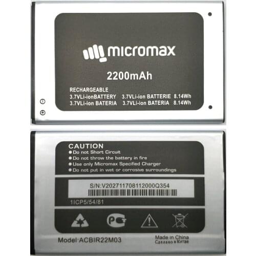 New High Quality 3.7V 2200mAh ACBIR22M03 Micromax Q354 Battery for Micromax Q354 mobile phone in stock