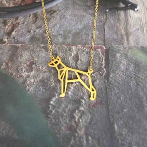 Wholesale Trendy Origami Doberman Dog Necklace Women Statement Necklace Pet Jewelry Dog Lover