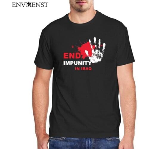 IRAQ Revolution End Impunity لافلات من العقاب T-Shirt Men Clothing Summer Harajuku Mens T Shirt 100% Cotton Short Sleeve Tees