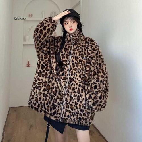 Spring Vintage Leopard Jacket Plus Size Casual Leopard Female Coat Winter Tops For Woman Clothes Elegant Wool Outwear