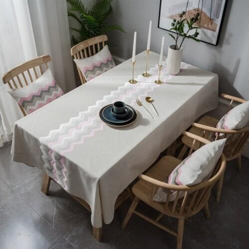 Waterproof Modern Ridge Design Table Runner Embroidery Hipster Rectangular Table Cloth