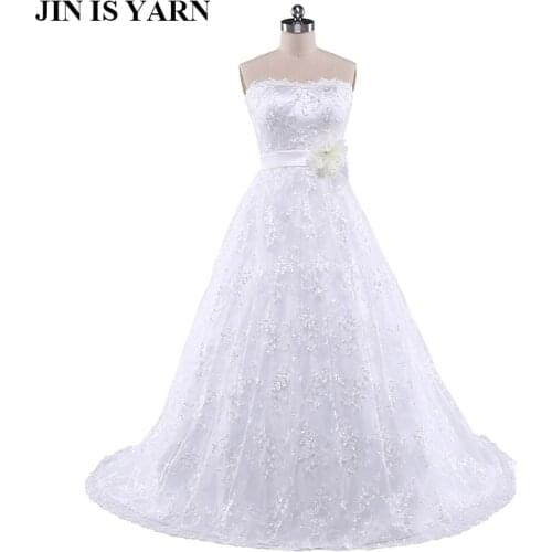 Embroidery corset strapless White Ivory Crystal Beads Wedding Dresses 2016 Bridal Dress plus size party elegant Lace-up back