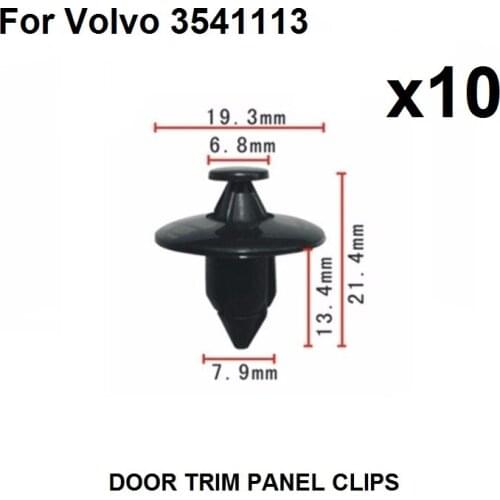 X10 For Volvo 3541113 Rivet Fastener Clips- trim panels, bumper, fascias, linings