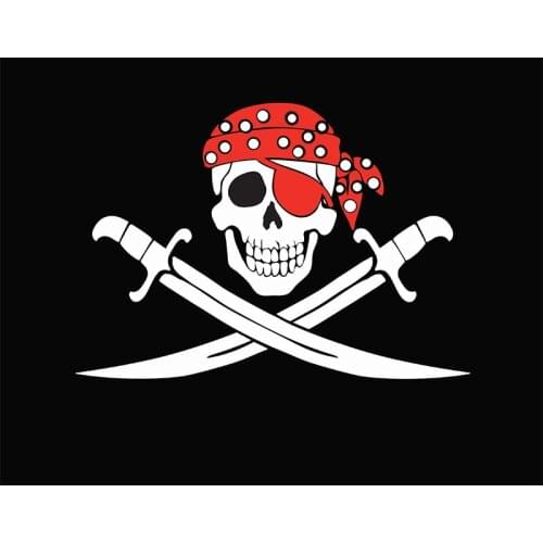 Yehoy hanging 90*150cm jolly roger red hat pirate Skull bone Flag For Decoration