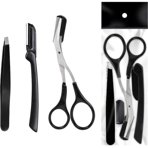 Taoye teemo 3Pcs/Set Accessories Eyebrows Clip Eyebrow Trimmer Scissors Eyebrow Shaping Knife Cosmetic Beautiful Makeup Tools