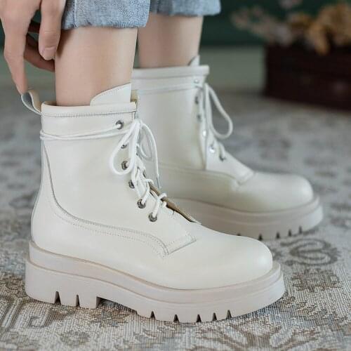 Chunky Motorcycle Boots For Women Platform Ankle Boots Ladies Punk Boots Autumn Winter Short Combat Boots Shoes Schoenen Vrouw