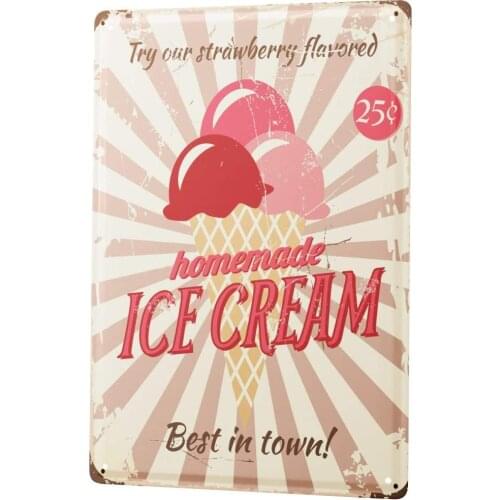 SINCE 2004 Tin Sign Metal Plate Decorative Sign Home Decor Plaques Kitchen Ice Cream Strawberry ice Cream