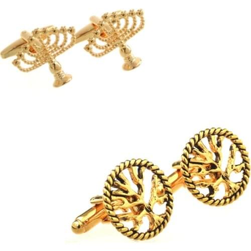 10pairs/lot Gold Hollow Designed Tree Trunk Cufflinks Candlestick Candleholder Cuff Link Mens Jewelry Wholesale