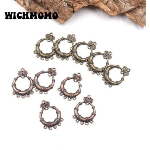 2021 New 10pcs/bag 33*25mm Retro Zinc Alloy Round Porous Connector Charms Pendants for DIY Necklace Earrings Jewelry Accessories