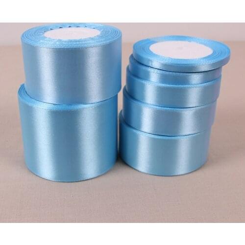 25 Yards Sky Blue Silk Satin Ribbon Wedding Party Decoration Gift Wrapping Christmas New Year Apparel Sewing Fabric gift Ribbon
