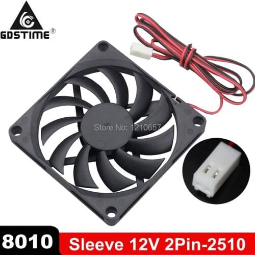 50Pcs Gdstime DC 12V CPU Cooler 80mm 2Pin 2510 Connector 80x80x10m 8CM Brushless PC Case Cooling Fan 8010 100cm Cable Length