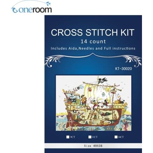 51X40CM, 14CT Top Quality popular lovely counted cross stitch kit cut thru pirate ship bothy threads