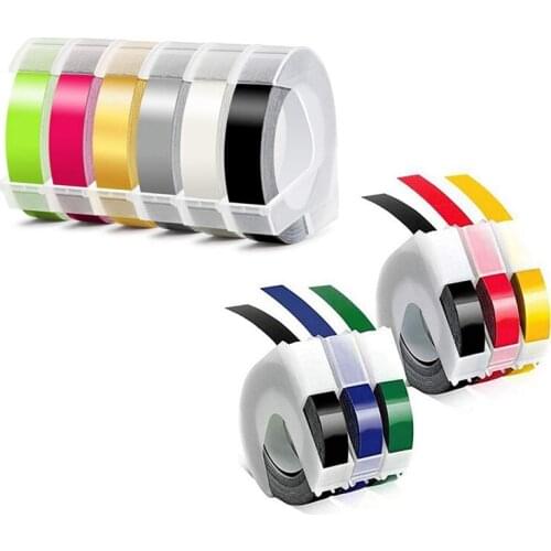 9mm x for Dymo Embossing Label Machine & White on Black/ Clear/ Silver/ Gold/Fluorescent Pink/Fluorescent Green