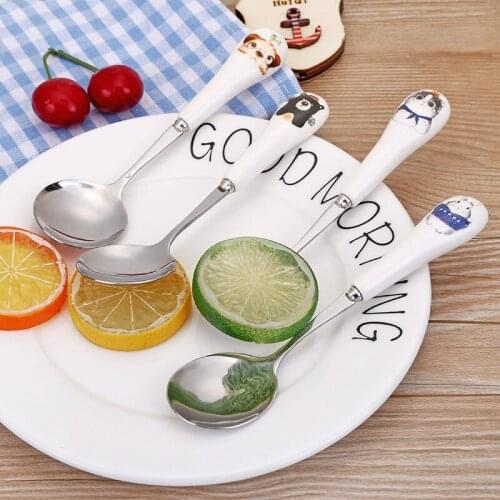 A2572 Creative Childrens Tableware Stainless Steel Tableware Cartoon Stainless Steel Spoon Soup Spoons