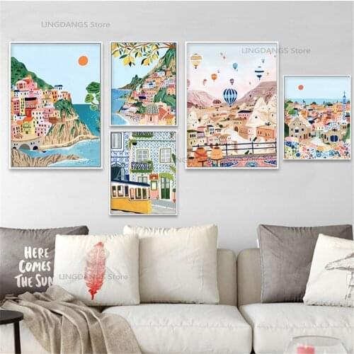 5d Diy Diamond Painting Modern Famous City Tourism Turkey Italy Portuguese Landscape Diamond Mosaic Cross Stitch Home Decor Gift