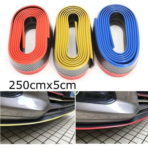 Car Universal Front Bumper Lip Carbon Fiber Rubber Splitter Chin Mouldings Splitter Chin Body Protector Auto Bumper Exterior