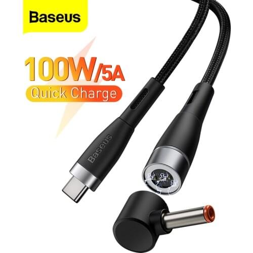 Baseus 100W Magnetic USB Type C to DC Round Port Fast Charging Cable For Lenovo ThinkPad IdeaPad Laptops Accessories Wire Cord