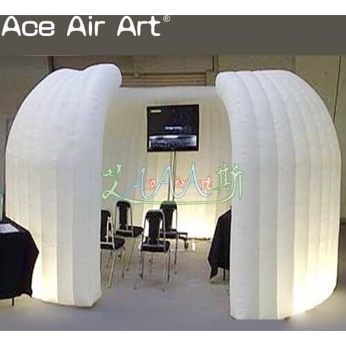 White inflatable office structure/office divider with led lights,inflatable office tent for Office meetings