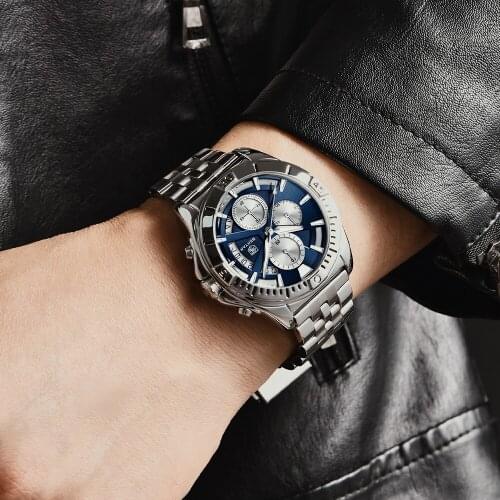BENYAR 2021 New Sport Quartz Watches Top Brand Luxury Stainless Steel waterproof Men Watch Casual Chronograph Watch reloj hombre