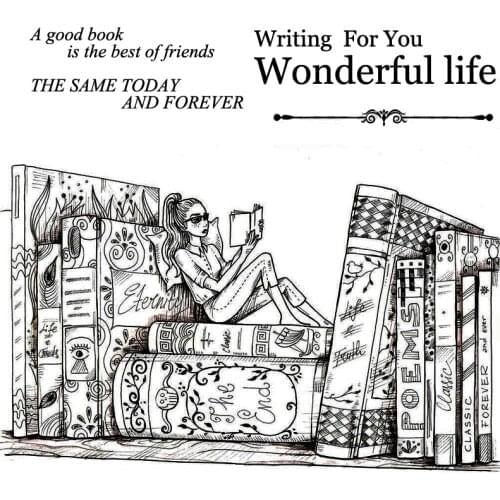 DABOXIBO Book Girl Clear Stamps Mold For DIY Scrapbooking Cards Making Decorate Crafts 2021 NEW Arrival