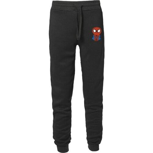 Disney Spiderman Cartoon Print Pants Casual Solid Color Loose Trousers 2021 Fashion Pocket Mens Casual Pants