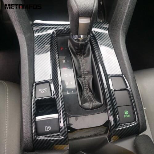 For Honda Civic 2020 2021 Carbon Fiber Gear Shift Box Cover Molding Trim Decoration Frame Interior Accessories Car Styling