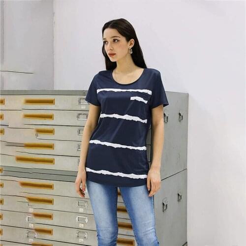 Cotton Plus Size Casual Wave Printed Tee Shirts Women Summer Y2K Clothes Short Sleeve O-neck Striped Tshirt Harajuku T-shirts